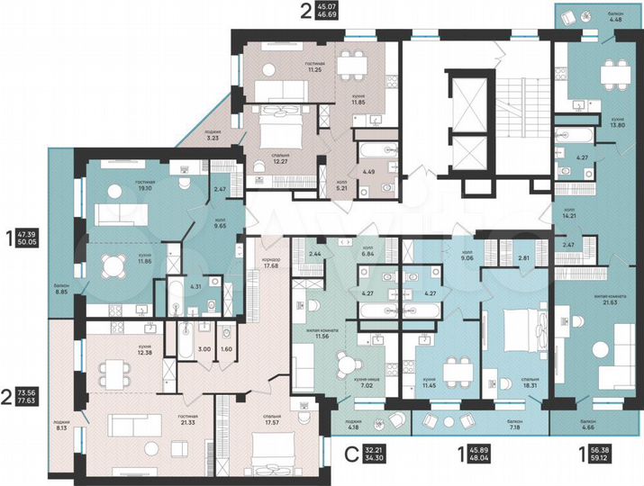 1-к. квартира, 48 м², 9/13 эт.