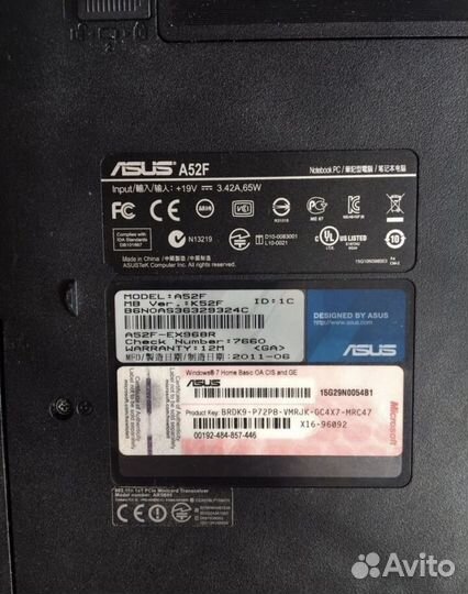 Ноутбук asus a52f