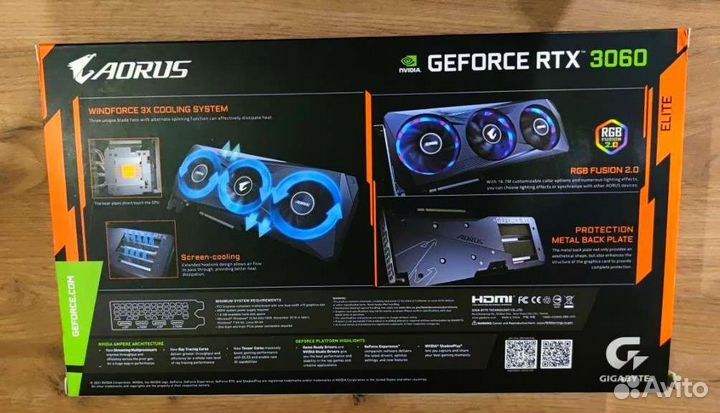 Видеокарта gigabyte aorus GeForce RTX 3060 elite
