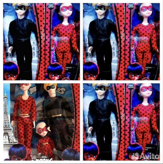 Шарнирные куклы леди баг супер кот С маской 30 см