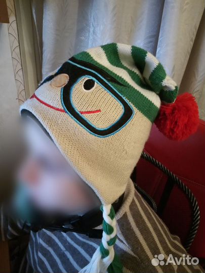 Шапка весенняя ушанка детская 7-10лет