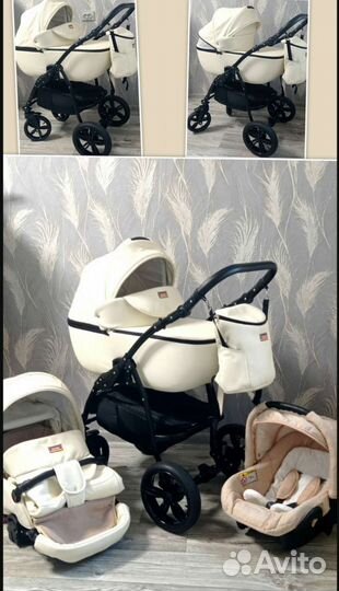 Коляска Экокожа с автолюлькой в идеальном сост