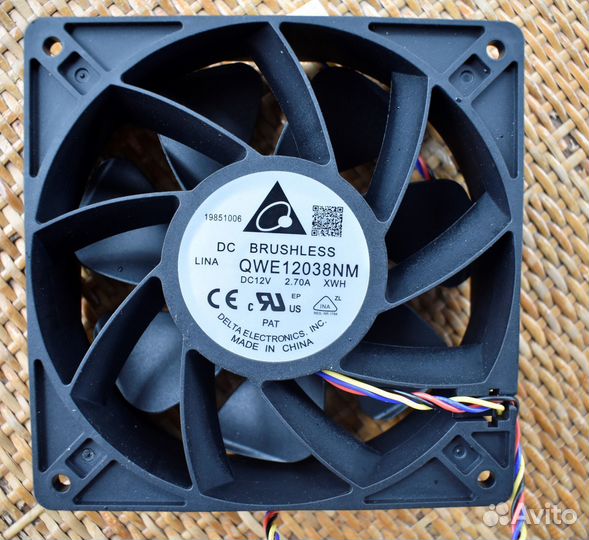 Кулер Delta для асиков 120*120*38 12V. 2.7 A