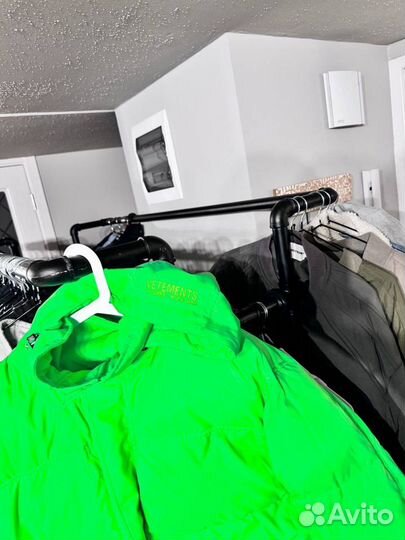 Пуховик Vetements Neon Green Logo Double Оригинал