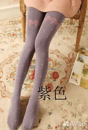 Колготки с рисунком сиреневые