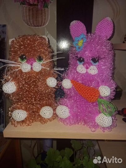 Простые мочалки,мочалки-игрушки