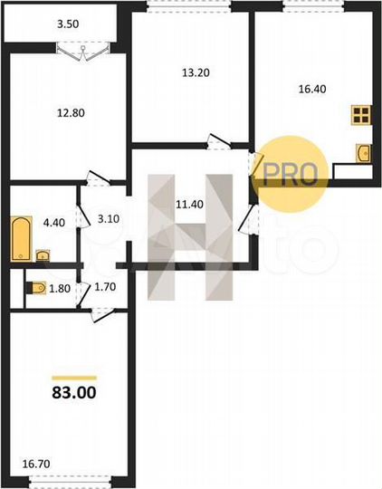 3-к. квартира, 83 м², 11/17 эт.