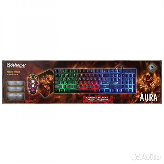 Комплект клавиатура+мышь+коврик Defender Aura