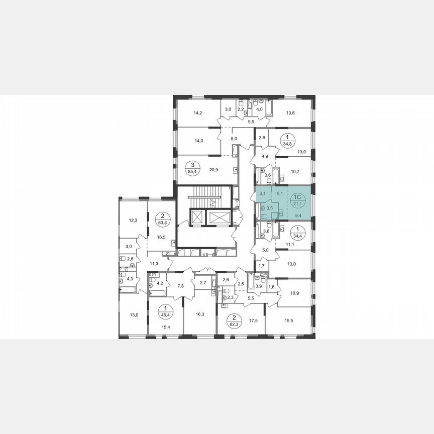 Квартира-студия, 21,1 м², 3/19 эт.