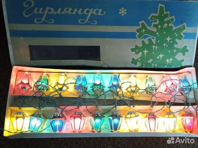 Елочная гирлянда СССР фонарики радуга 1