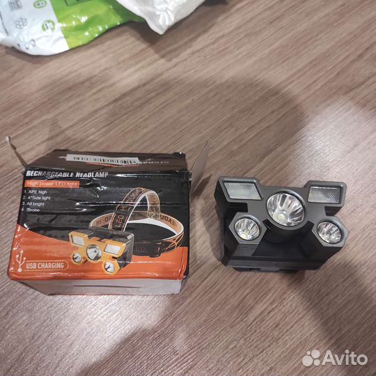 Налобный фонарь аккумуляторный, новый
