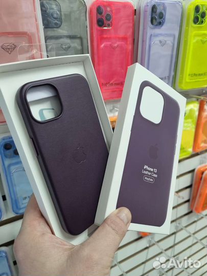 Чехол iPhone 13 Leather Case MagSafe фиолетовый