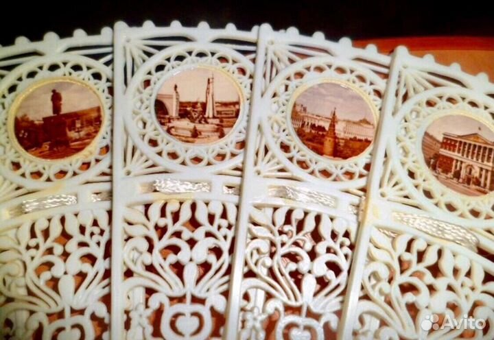Веер ажурный винтаж СССР «Виды Москвы»