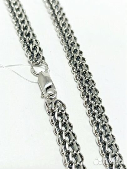 Серебряная цепочка Кобра из серебра 925 пробы, полновесная, замок карабин, длина 55 см, вес 38,50 г