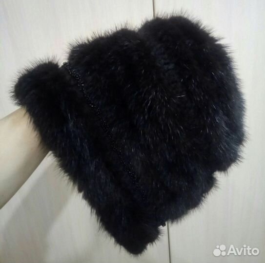 Шапка норковая вязаная женская