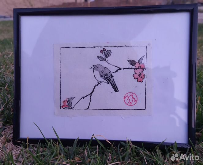 Гравюра (укиё-э) - Птица на ветке