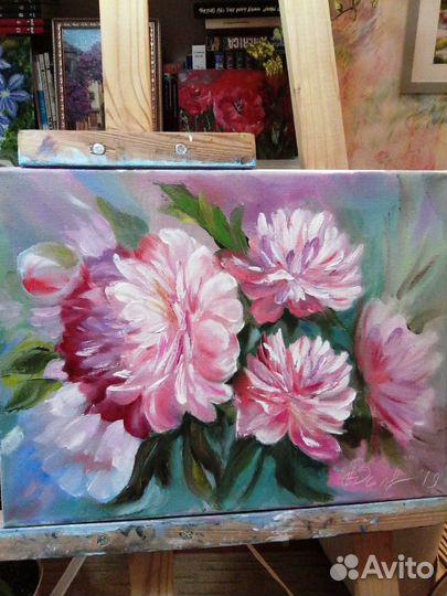 Пионы маслом