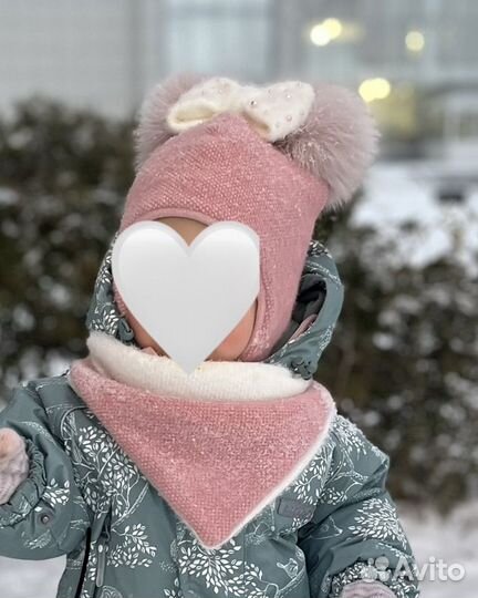 Детская зимняя шапочка кашемир на флисе