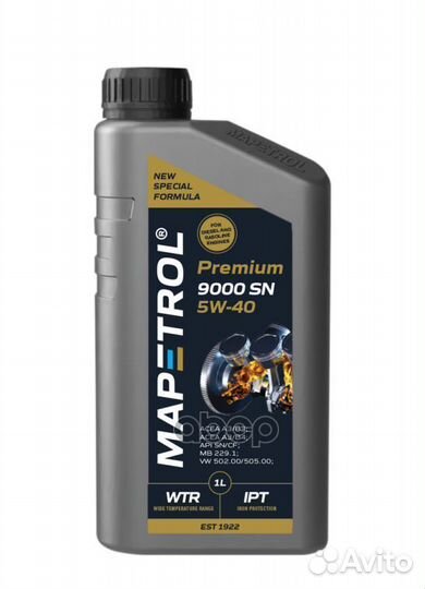 Mapetrol premium 9000 5/40 SN/CF acea A3/B4 1л