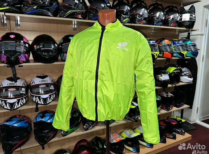 Мото куртка с защитой легкая Honda с дождевиком