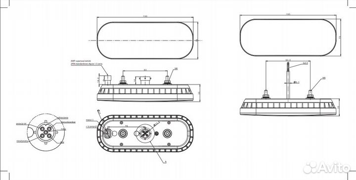 Фонарь задний FT-320 LED с проводом
