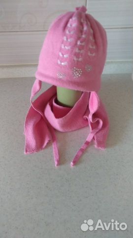 Шапка и шарф для новорожденной девочки