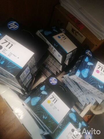 Картридж hp711 остались синие