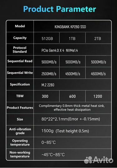 Ssd m2 nvme pcie4.0*4 512mb с радиатором новый