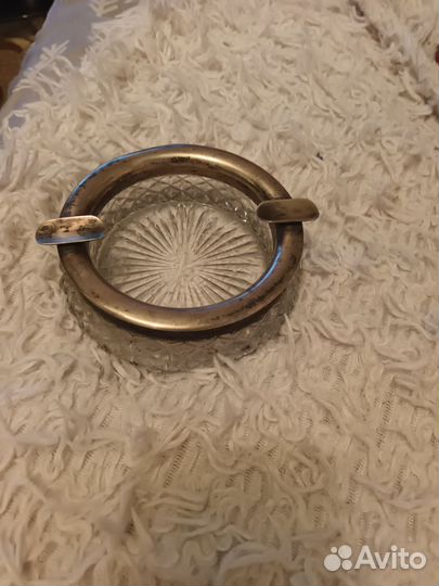 Хрустальная пепельница СССР серебро