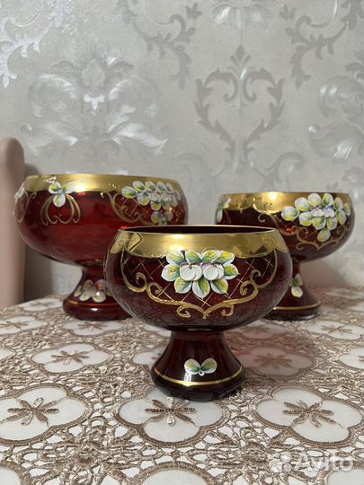 Ваза для фруктов Богемия Чехия