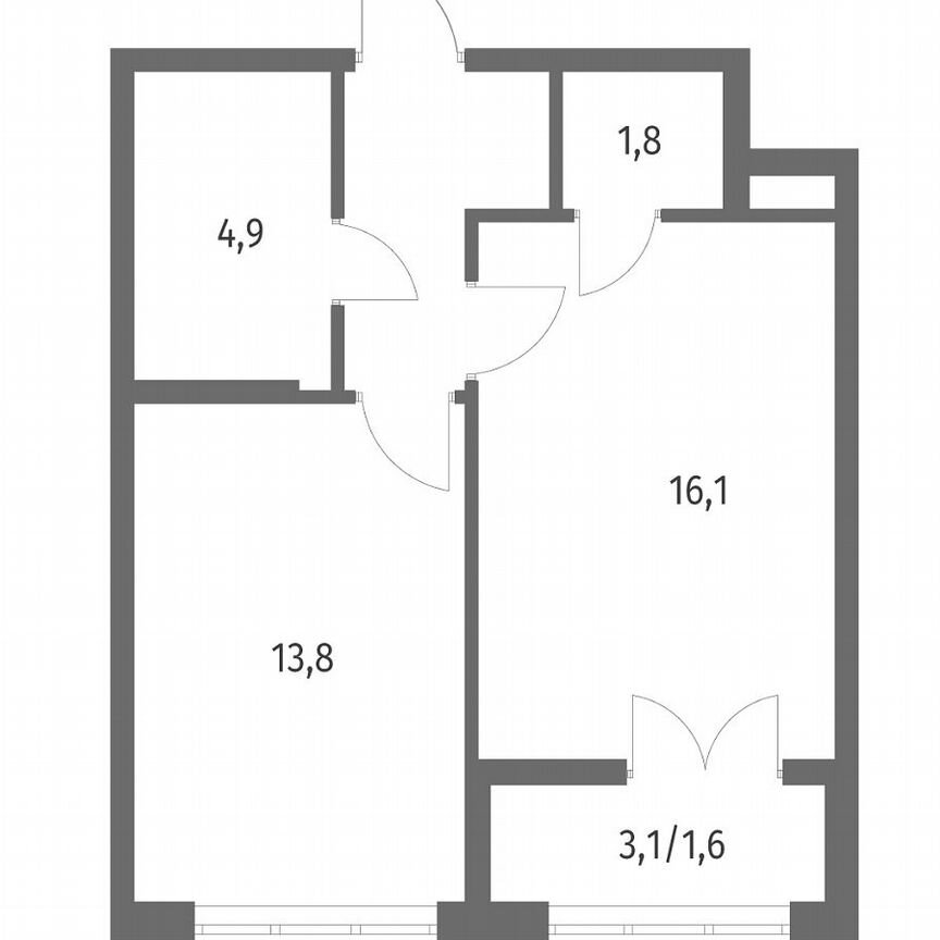 1-к. квартира, 42,5 м², 7/9 эт.