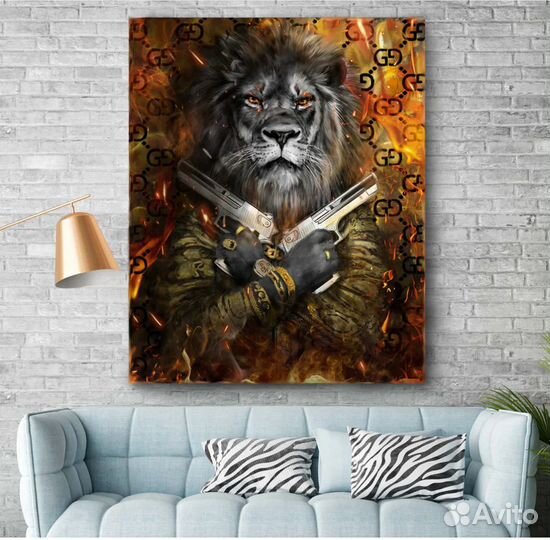 Картины на холсте тигр,лев современные
