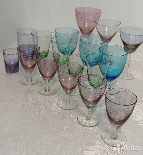 Рюмки и фужеры цветное стекло СССР
