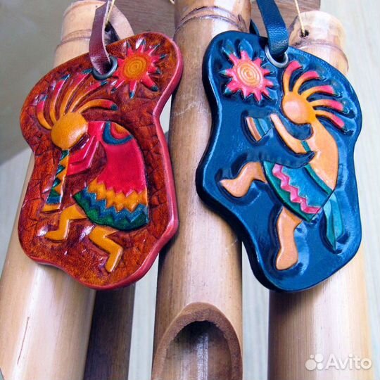 Кожаный брелок Кокопелли