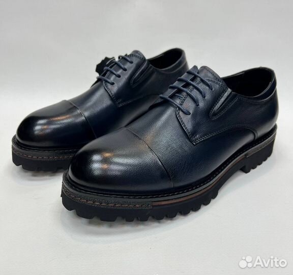 Туфли мужские синие кожаные Belle