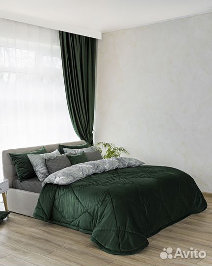 Покрывало Беллиссимо темно-зеленый новое плед