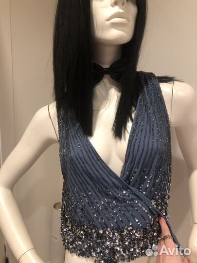 Шикарный Zara жилет/жилетка/балеро бисер шёлк