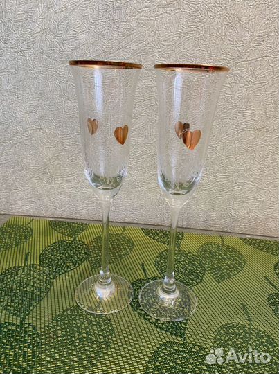 Бокалы свадебные хрустальные новые