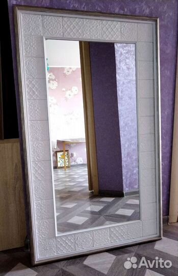 Зеркало большое белое ручной работы