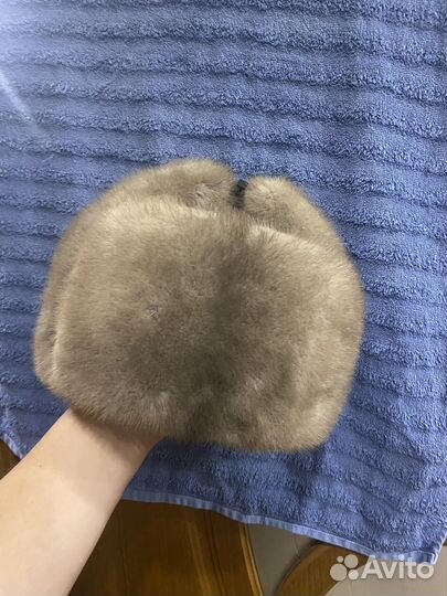 Шапка норка голубая