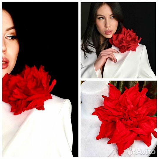 Большой цветок брошь из ткани