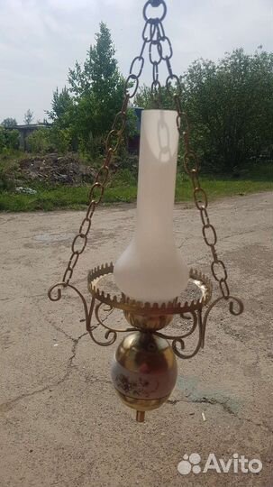 Люстра Румыния.Латунь,фарфор, рисунок деколь