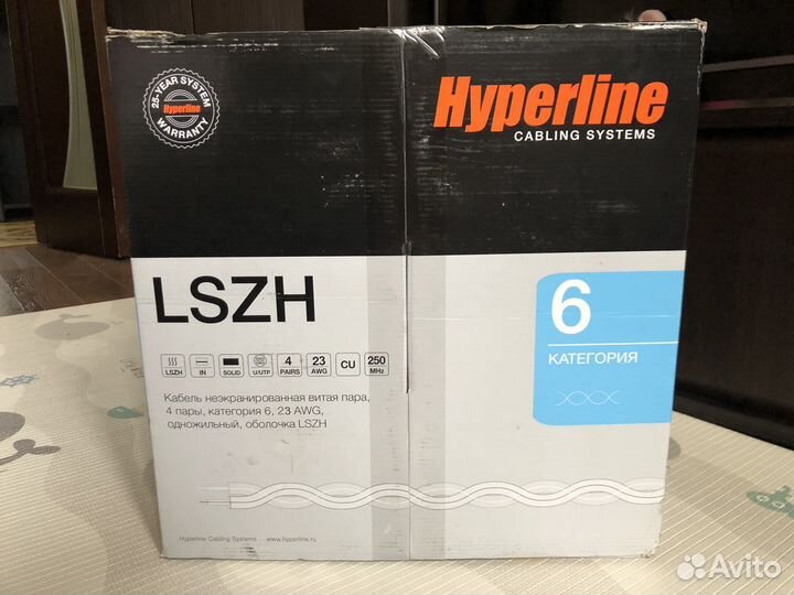 Кабель Hyperline uutp4-C6-S23-IN-lszh-OR-305
