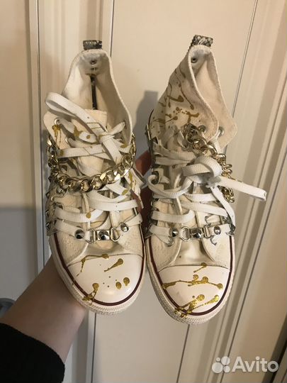 Кеды белые с цепями