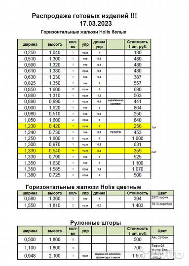 Жалюзи горизонтальные. В наличии, много размеров