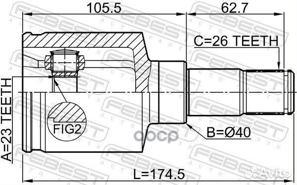 ШРУС внутренний левый 23X40X26 ford focus 03- 2