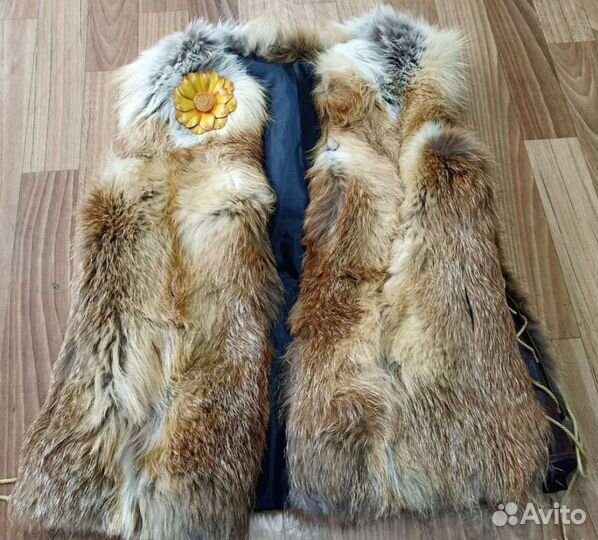 Жилет меховой, мех для рукоделия натуральный