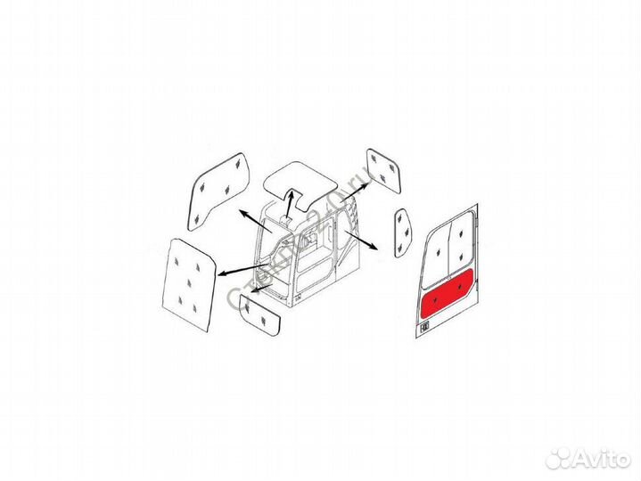 Стекло двери нижнее экскаватор Komatsu PC-8
