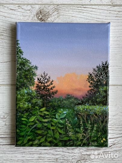 Картина маслом на холсте закат пейзаж