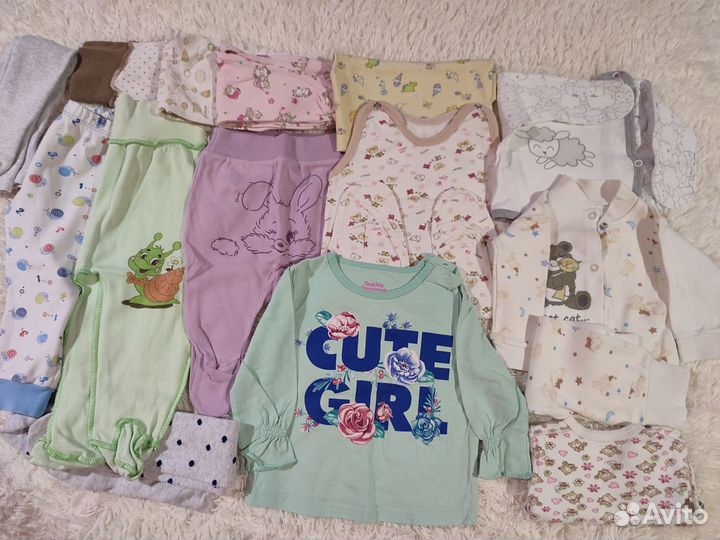 Одежда на девочку от 0 до 3-4 лет пакетом